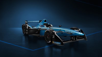 Renault Sport - Синий автомобиль Formula E спереди